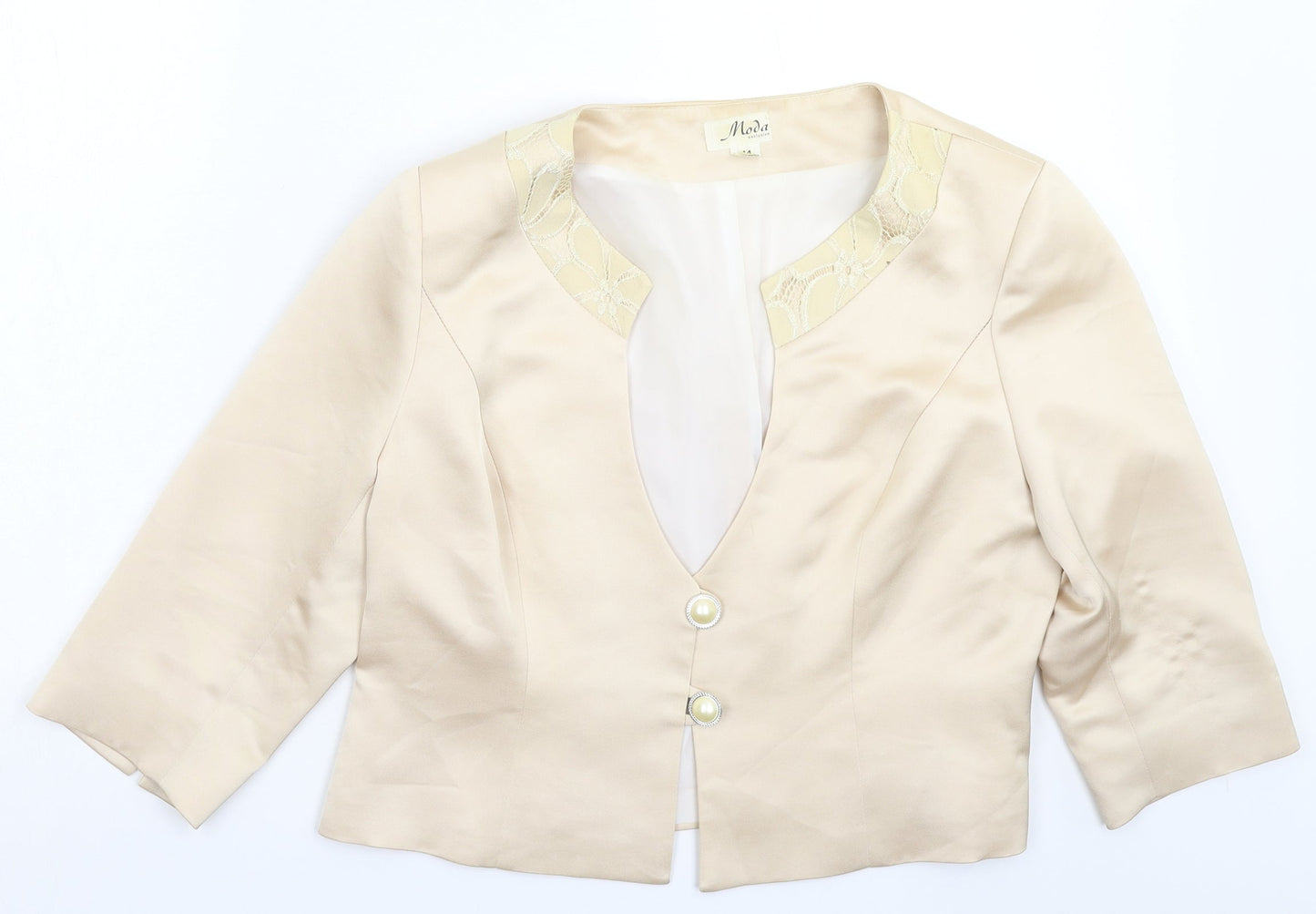 Moda Womens Beige   Jacket Blazer Size L