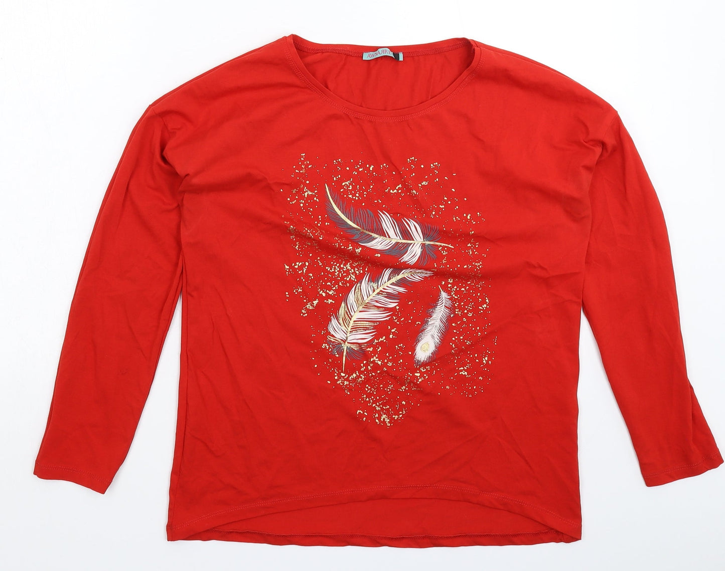 Awsarre Womens Red   Basic T-Shirt Size 12