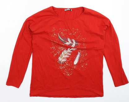 Awsarre Womens Red   Basic T-Shirt Size 12