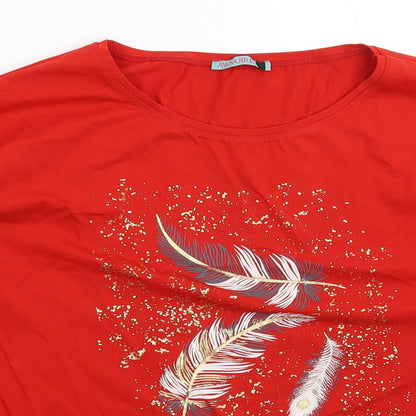 Awsarre Womens Red   Basic T-Shirt Size 12