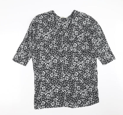 F&F Womens Black Floral Knit Pullover Jumper Size 14