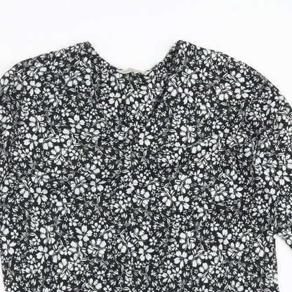 F&F Womens Black Floral Knit Pullover Jumper Size 14