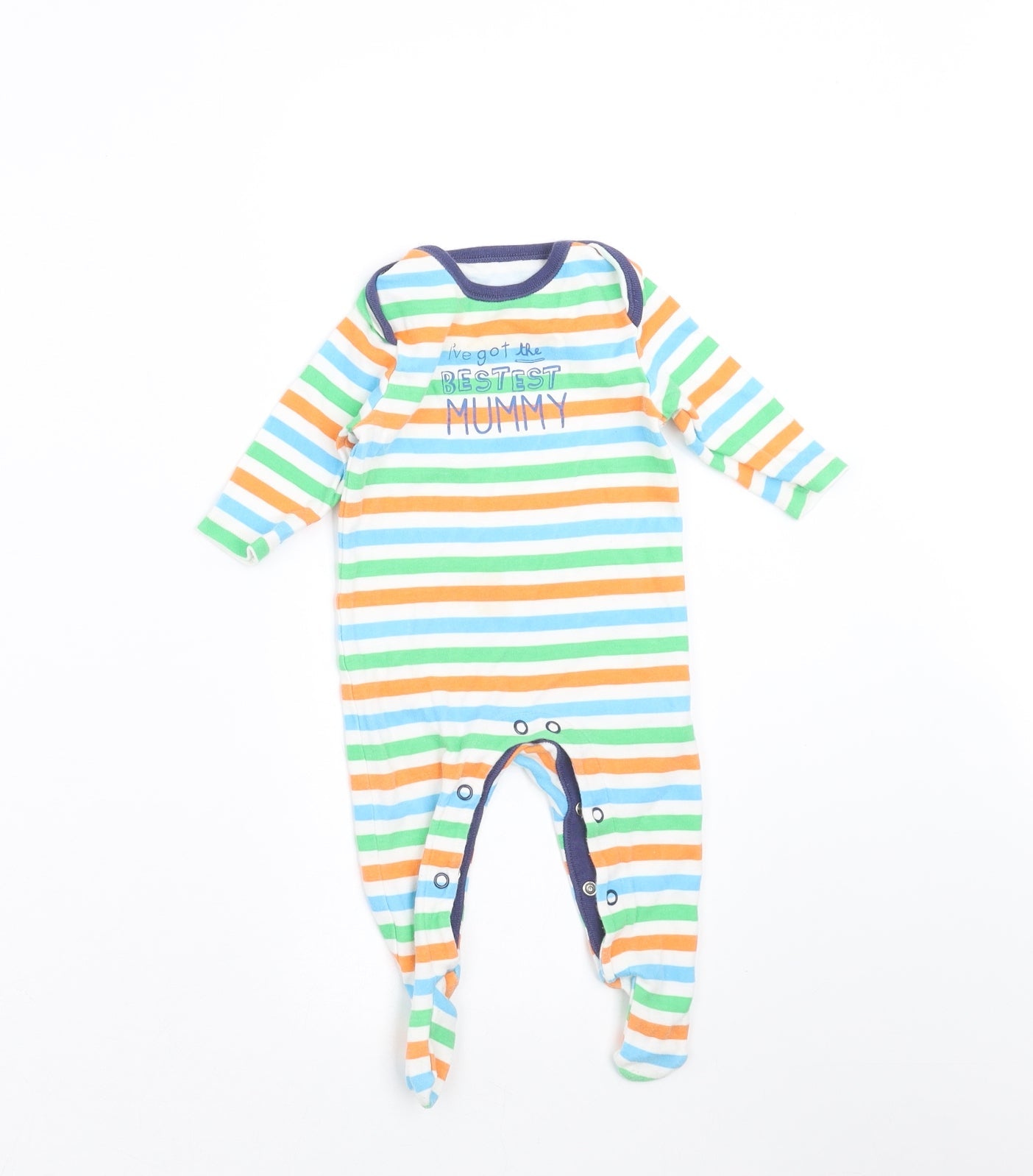F&F Baby Multicoloured Striped  Babygrow One-Piece Size 0-3 Months  - best mummy