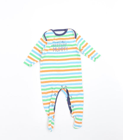 F&F Baby Multicoloured Striped  Babygrow One-Piece Size 0-3 Months  - best mummy