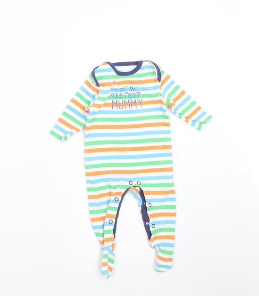 F&F Baby Multicoloured Striped  Babygrow One-Piece Size 0-3 Months  - best mummy