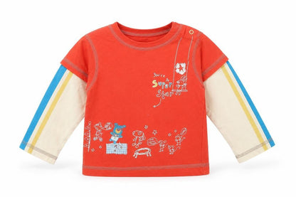 Front view of Mini Club Baby Orange Basic T-Shirt, size 9-12, Months - Super Star
