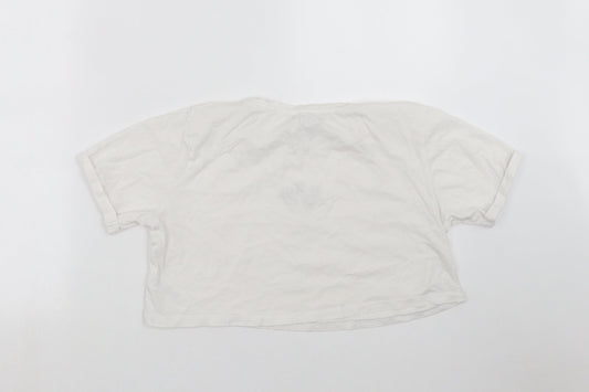 Primark Womens White   Cropped T-Shirt Size S  - no angel