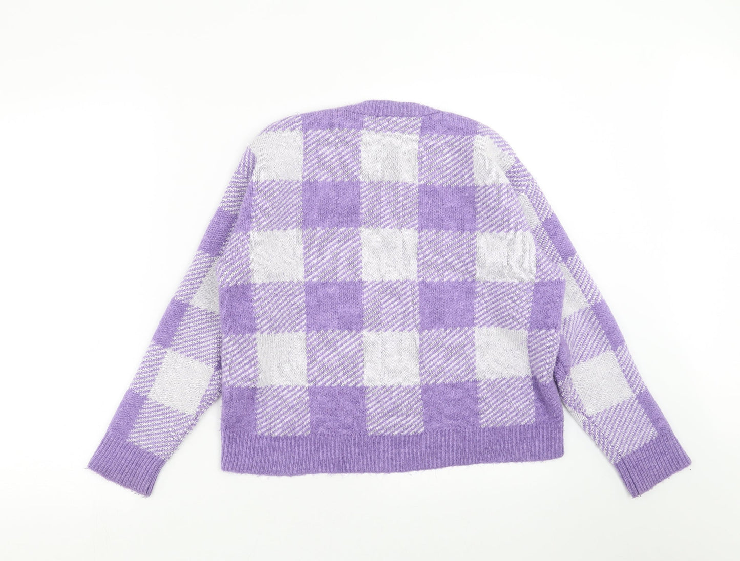 Primark Womens Purple Check Knit Pullover Jumper Size XS