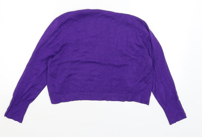 Womens UK Size 12 Preworn Purple Cardigan Jumper