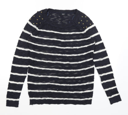 F&F Womens Blue Striped  Pullover Jumper Size 8