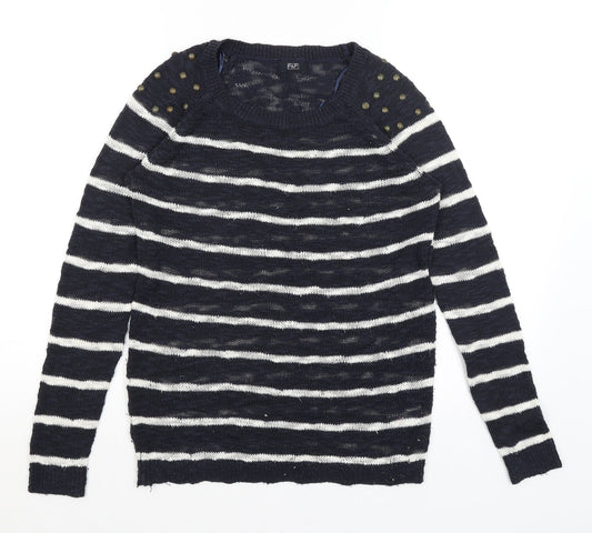 F&F Womens Blue Striped  Pullover Jumper Size 8