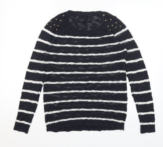 F&F Womens Blue Striped  Pullover Jumper Size 8