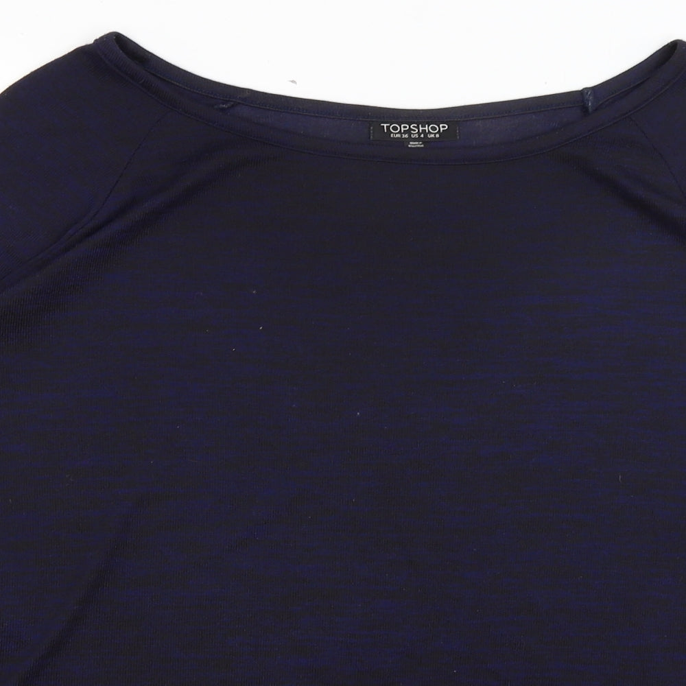 Womens UK Size 8 Topshop Blue Basic T-Shirt
