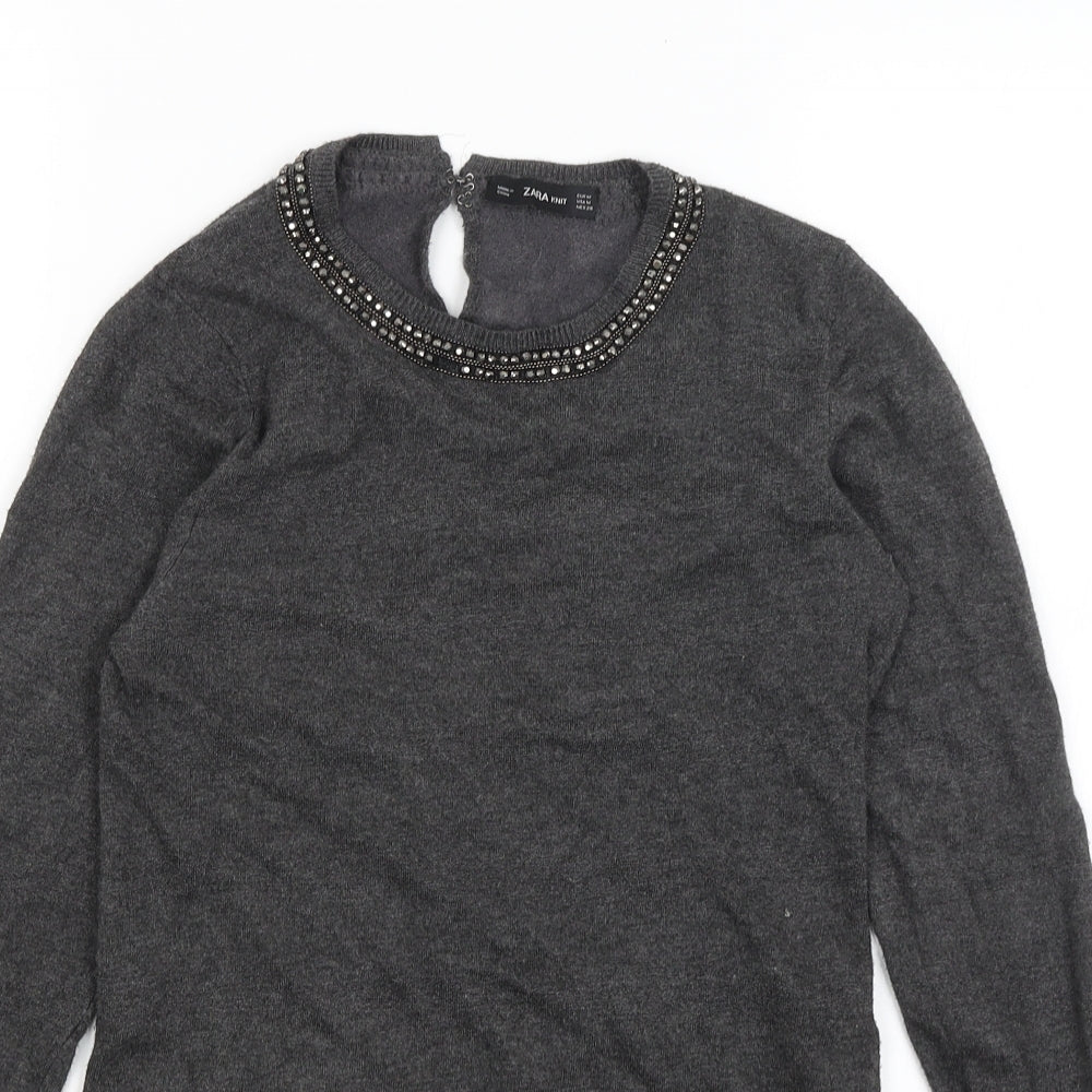 Womens UK Size M Zara Grey Pullover Jumper
