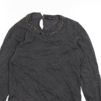 Womens UK Size M Zara Grey Pullover Jumper
