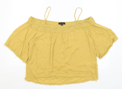 Womens UK Size 14 New Look Yellow Basic Blouse