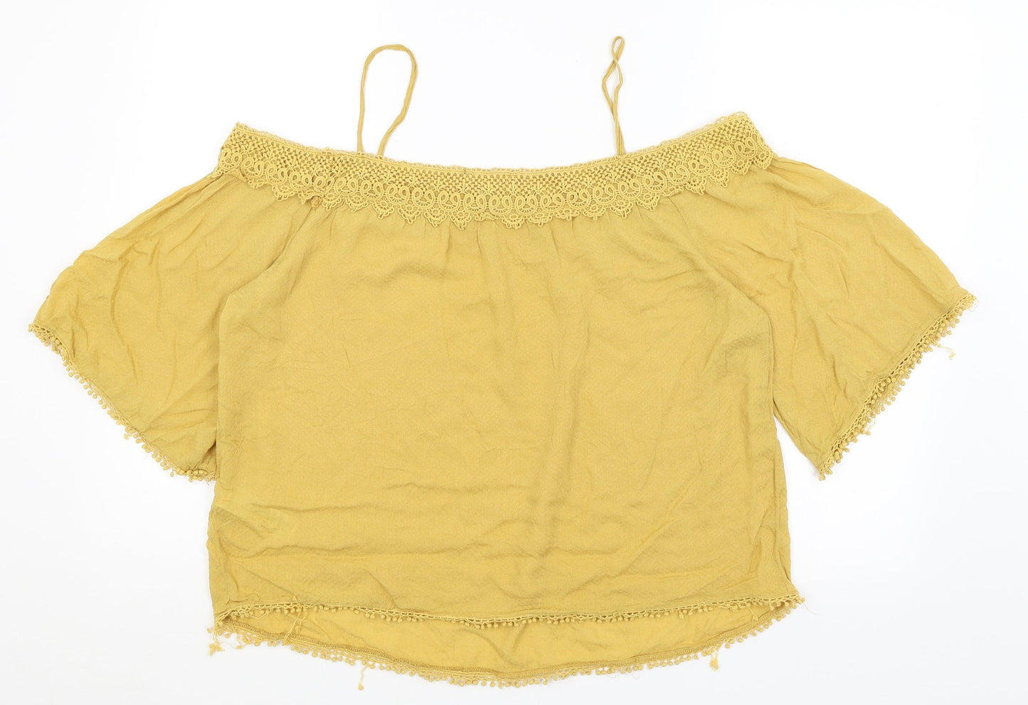 Womens UK Size 14 New Look Yellow Basic Blouse