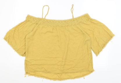 Womens UK Size 14 New Look Yellow Basic Blouse