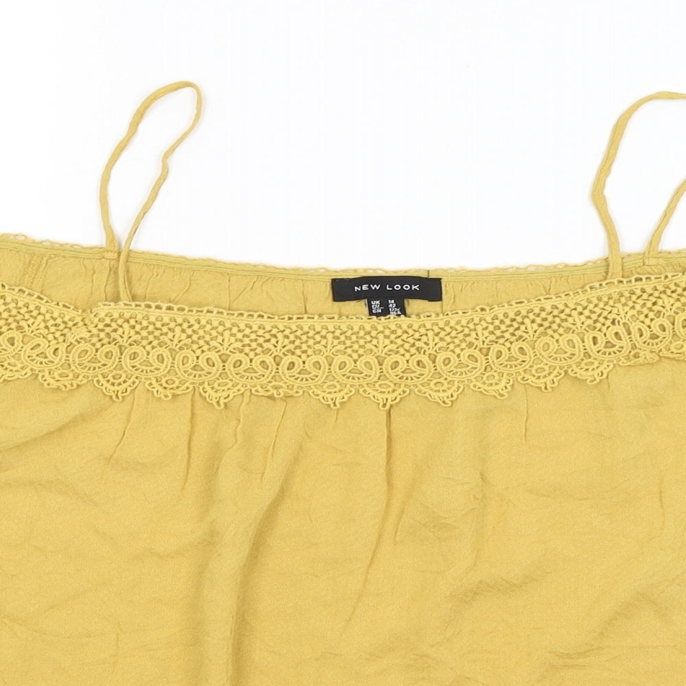 Womens UK Size 14 New Look Yellow Basic Blouse