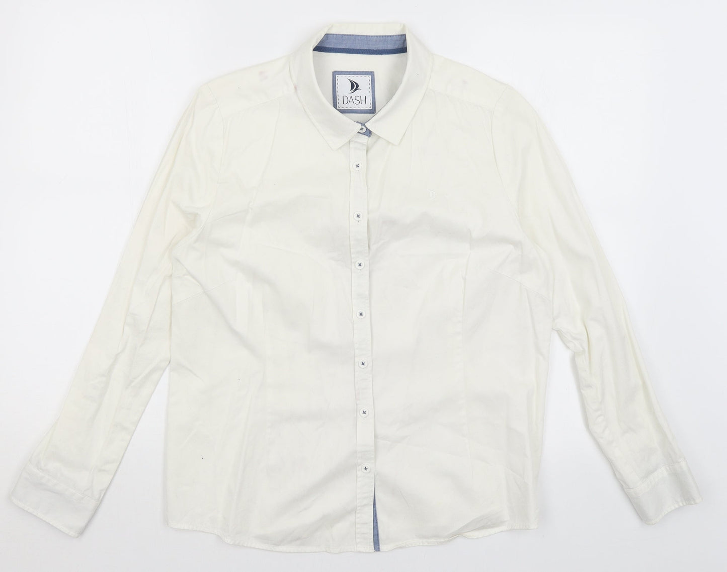 Mens UK Size S DASH White  Button-Up Long Sleeve Casual Shirt