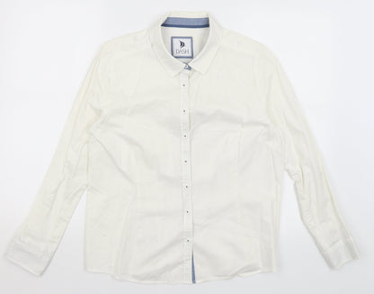 Mens UK Size S DASH White  Button-Up Long Sleeve Casual Shirt