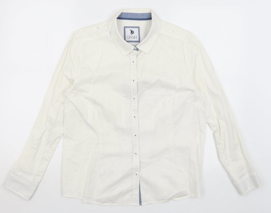 Mens UK Size S DASH White  Button-Up Long Sleeve Casual Shirt