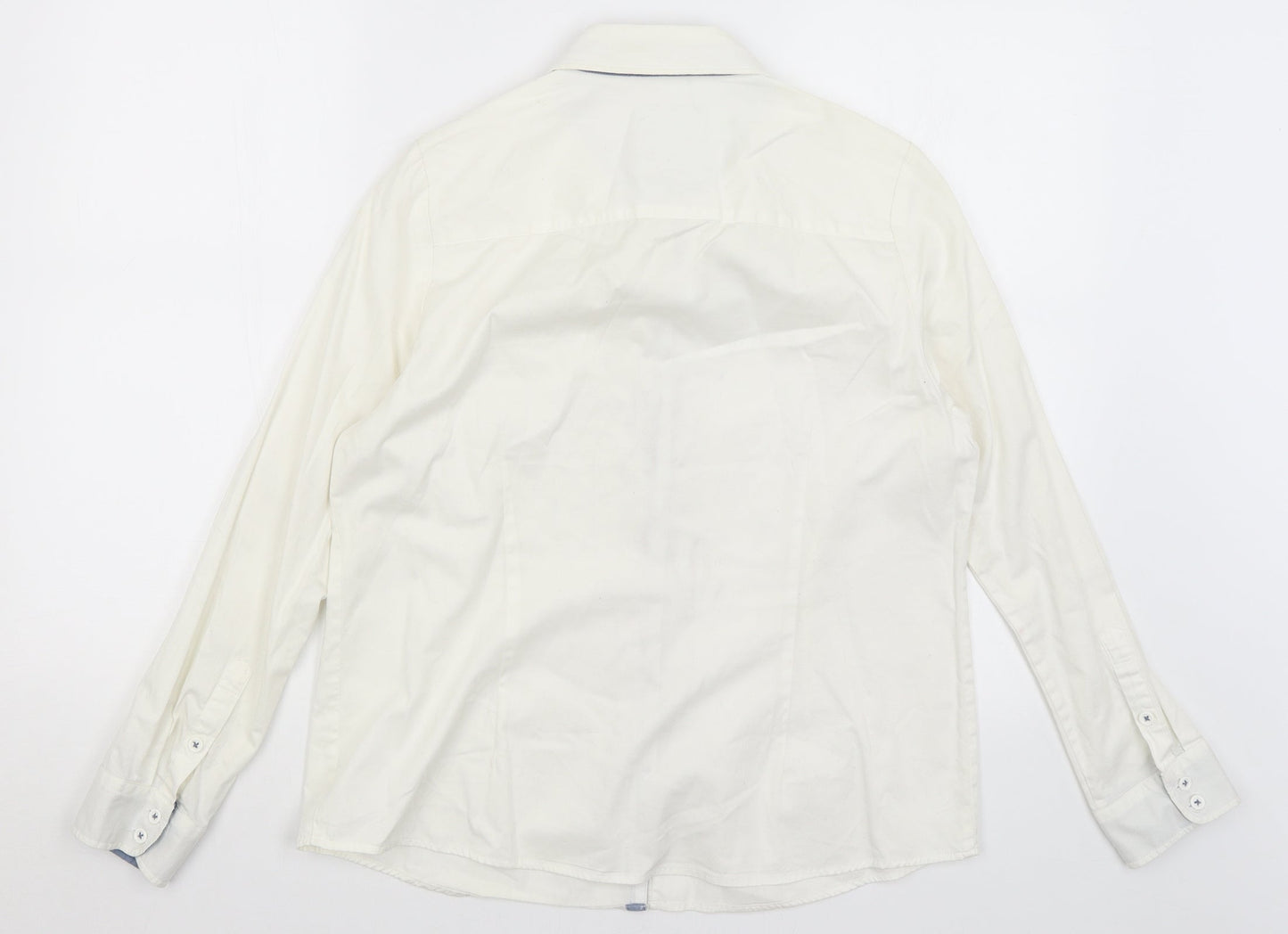 Mens UK Size S DASH White  Button-Up Long Sleeve Casual Shirt