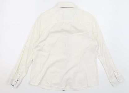 Mens UK Size S DASH White  Button-Up Long Sleeve Casual Shirt