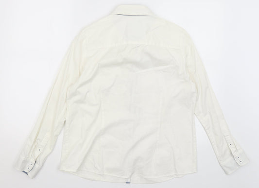 Mens UK Size S DASH White  Button-Up Long Sleeve Casual Shirt