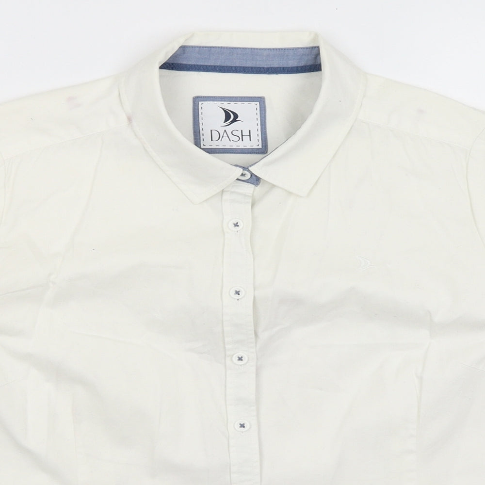 Mens UK Size S DASH White  Button-Up Long Sleeve Casual Shirt