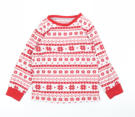 F&F Girls Red Fair Isle  Top Pyjama Top Size 4 Years