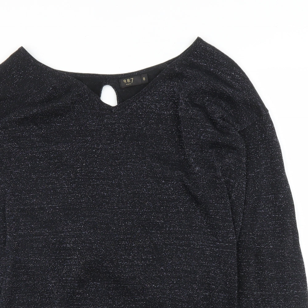 987 Womens Blue   Pullover Jumper Size 8  - Slit down back