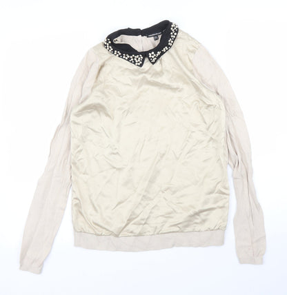 Womens UK Size 8 Warehouse Beige Pullover Jumper