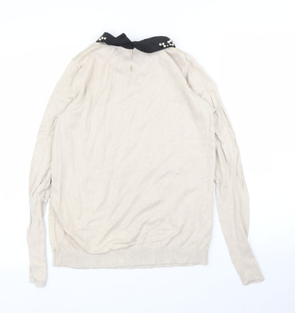 Womens UK Size 8 Warehouse Beige Pullover Jumper
