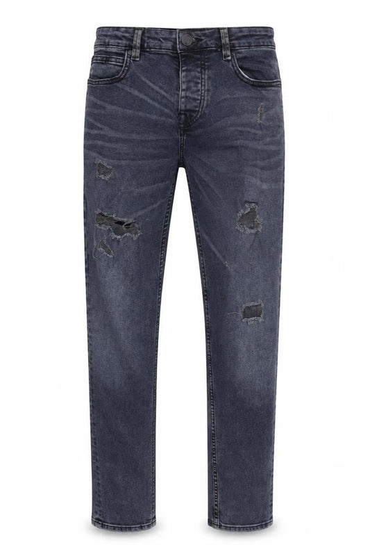 Front view of Denim & Co. men’s blue straight jeans, size 28, in, 32-inch leg