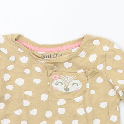 Nutmeg Baby Beige Polka Dot  Basic T-Shirt Size 12-18 Months