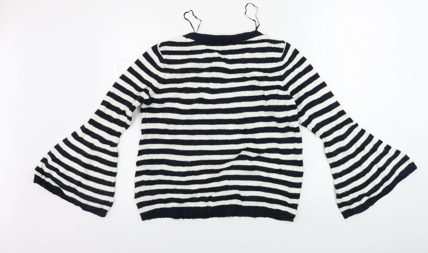 TU Womens White Striped  Pullover Jumper Size 12