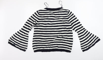 TU Womens White Striped  Pullover Jumper Size 12