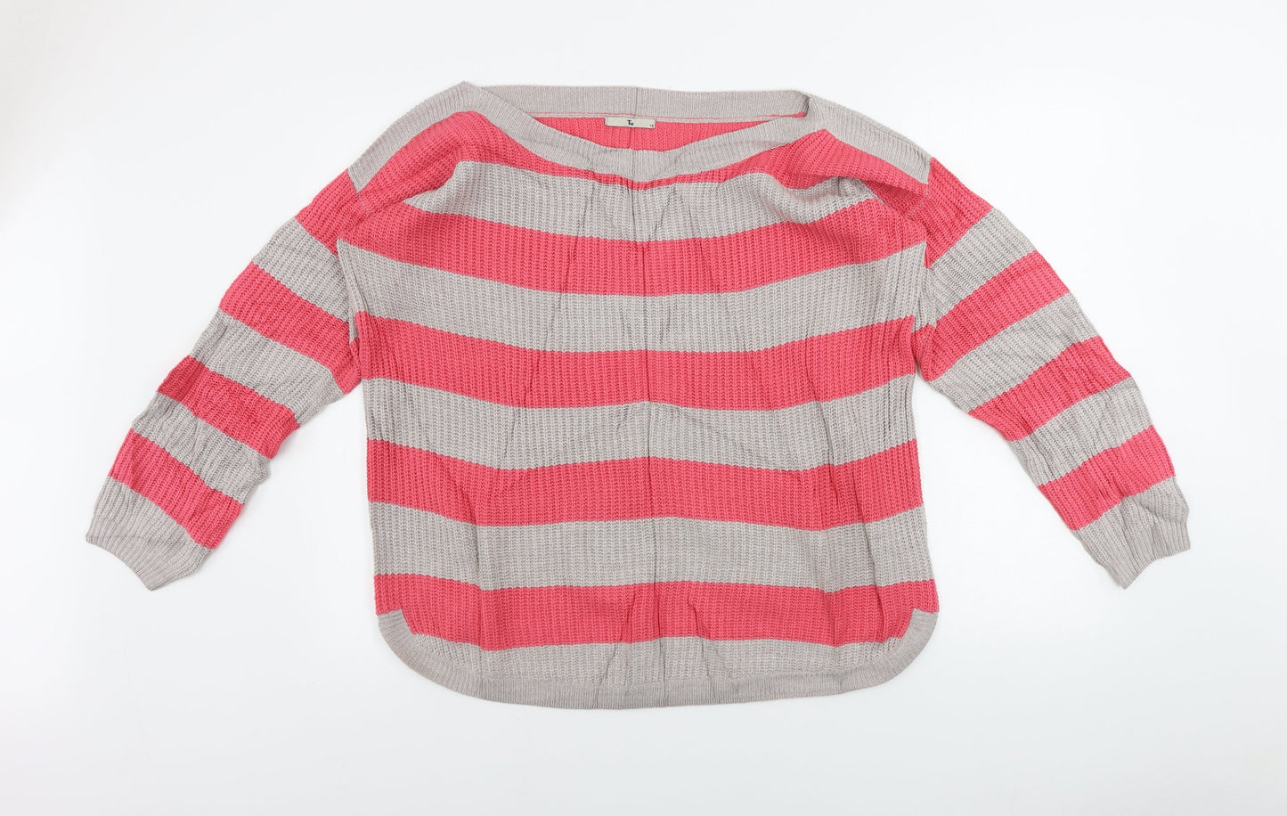 TU Womens Grey Striped  Pullover Jumper Size 16
