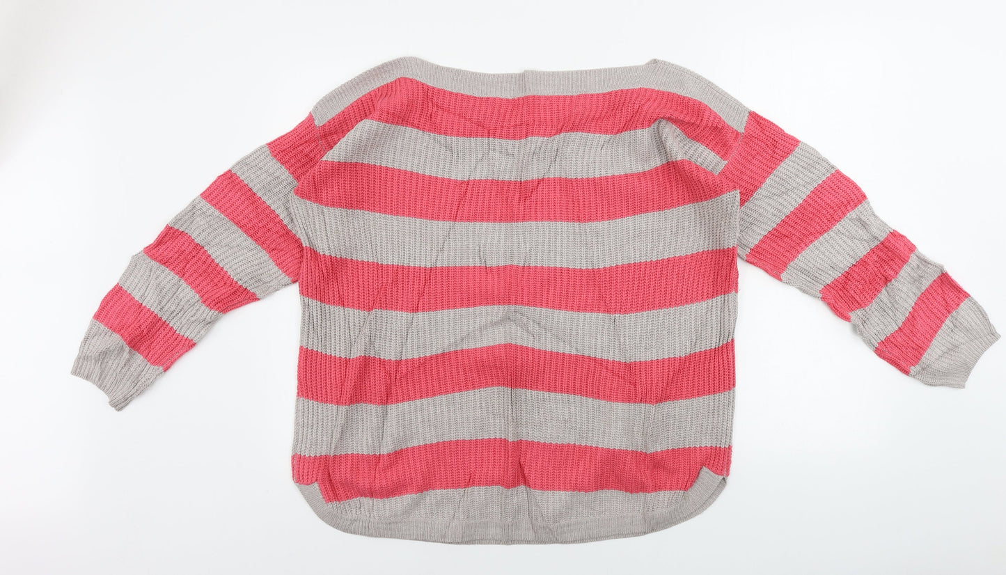 TU Womens Grey Striped  Pullover Jumper Size 16