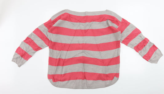 TU Womens Grey Striped  Pullover Jumper Size 16