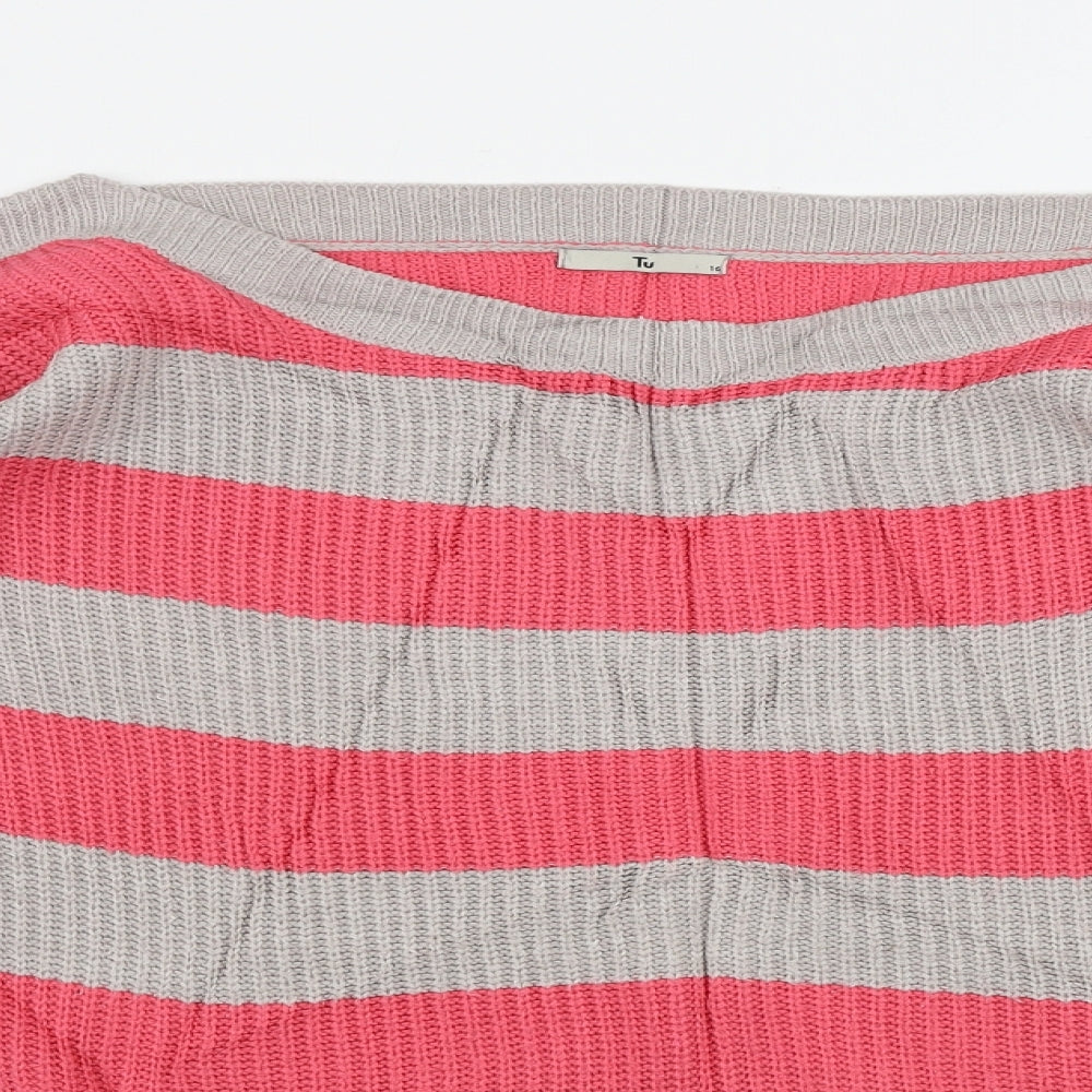TU Womens Grey Striped  Pullover Jumper Size 16