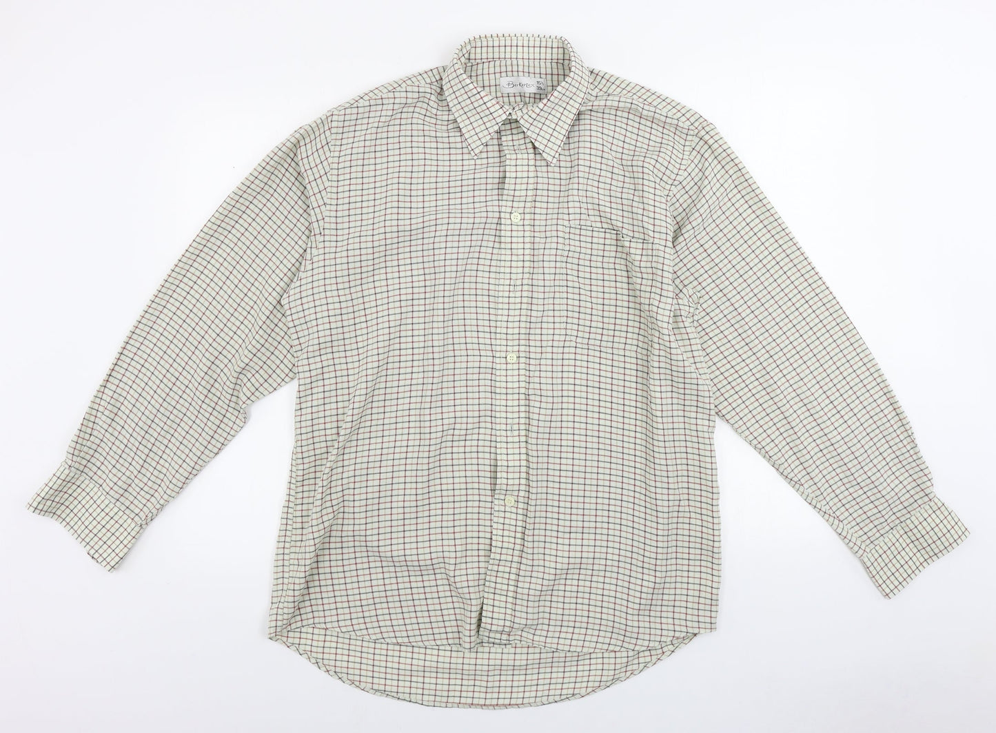 Mens UK Size 16.5 Berkertex White  Button-Up Long Sleeve Casual Shirt