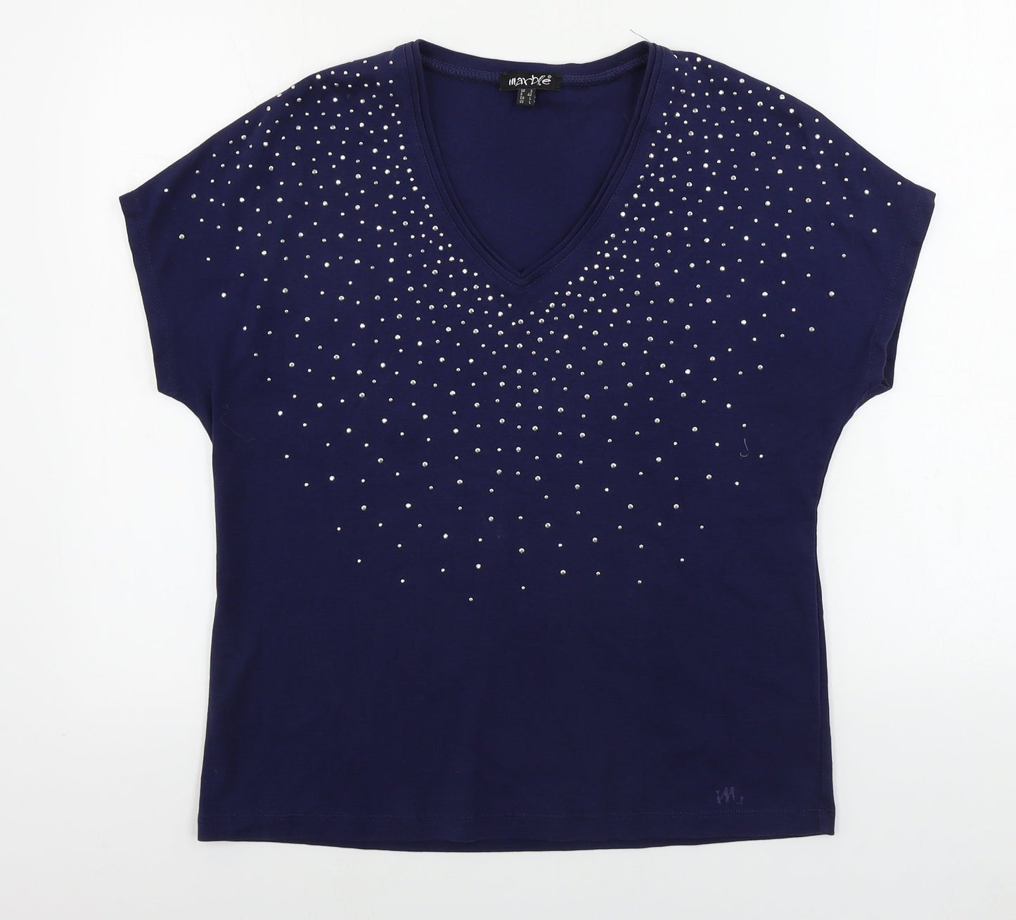 Womens UK Size L Marble Blue Basic Polo
