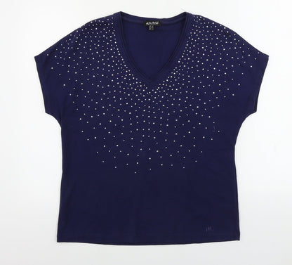 Womens UK Size L Marble Blue Basic Polo