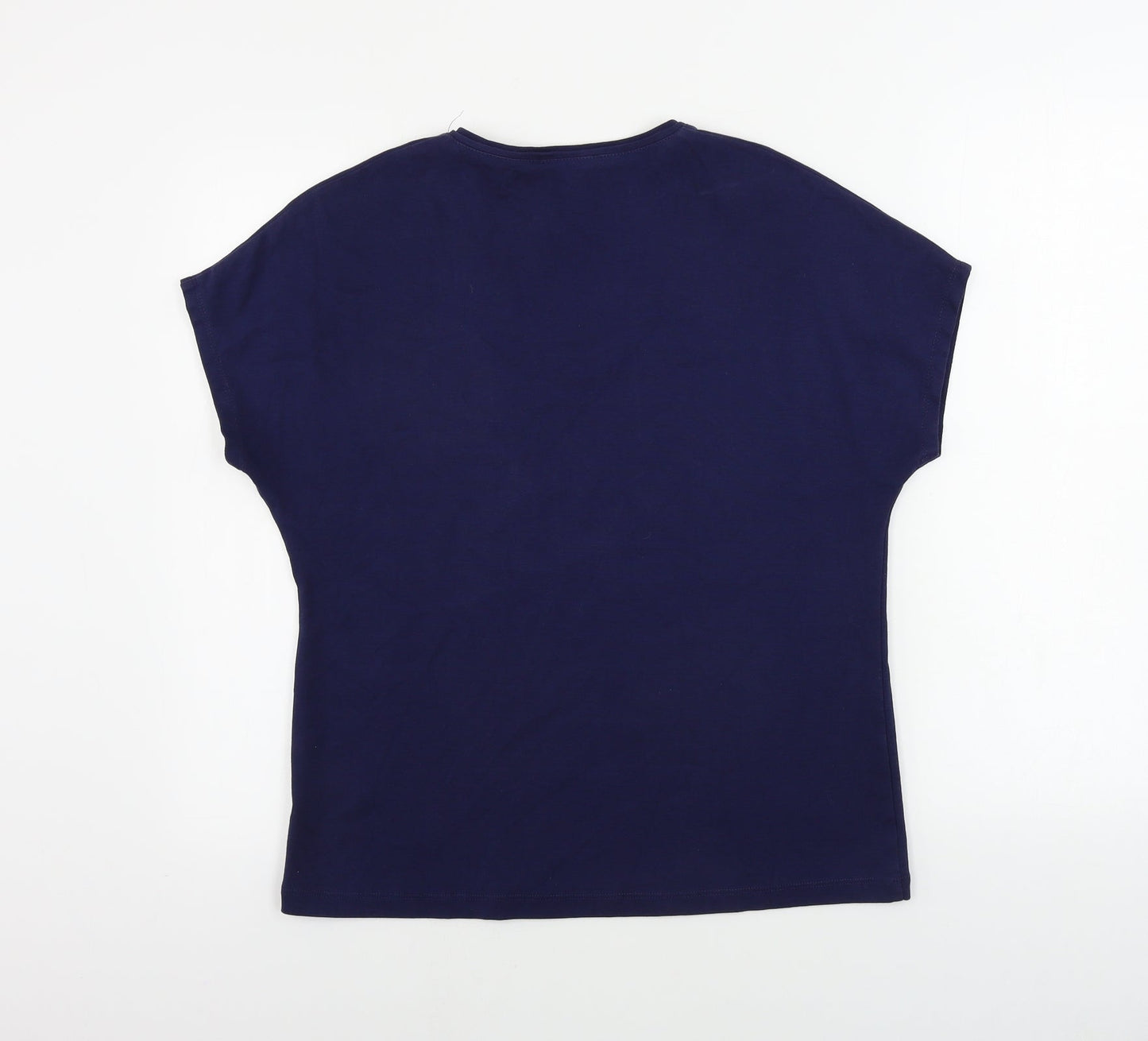 Womens UK Size L Marble Blue Basic Polo