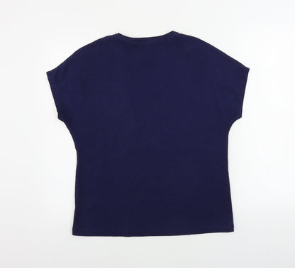 Womens UK Size L Marble Blue Basic Polo