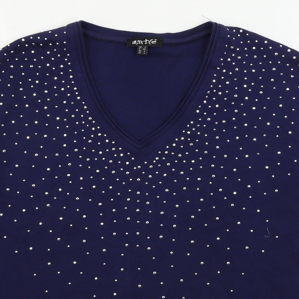 Womens UK Size L Marble Blue Basic Polo