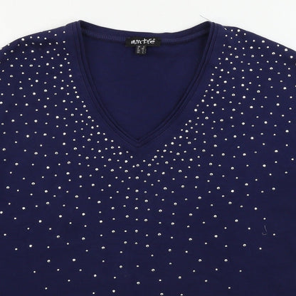 Womens UK Size L Marble Blue Basic Polo