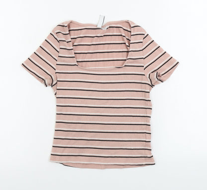 Womens UK Size M H&M Pink Basic T-Shirt